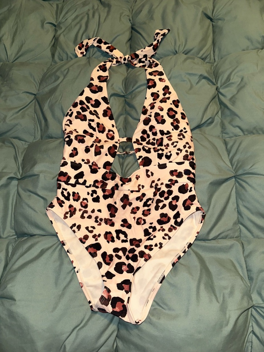 Leopard Print Halter One-Piece Swimsuit